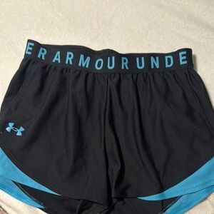 Under Armour Women's Black and Blue Shorts